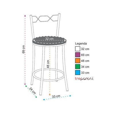 Kit 2 Banquetas Cromadas Assento Espuma D15 Treparoni Branco