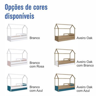 Cama Infantil Bicama Montessoriana Casinha Solteiro Auxiliar Branco com Rosa
