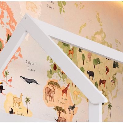 Cama Infantil Bicama Montessoriana Casinha Solteiro Auxiliar Branco com Rosa