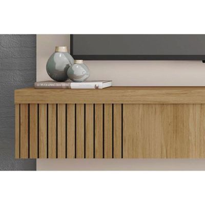 Painel Quarto P- Tv Até 45 Pol Jade Ripada 120x183cm Freijo-off White - Caemmun