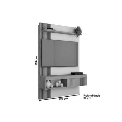 Painel Quarto P- Tv Até 45 Pol Jade Ripada 120x183cm Freijo-off White - Caemmun