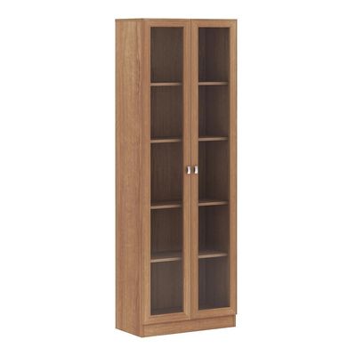Armário Estante Com 2 Portas De Vidro Cr25069 Amendoa