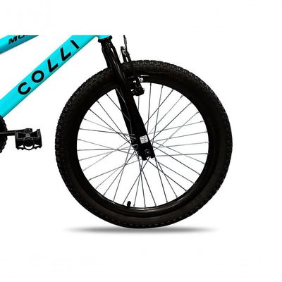 Bicicleta Colli Montadinha Aro 20 Bagageiro Amarelo Neon Azul Claro