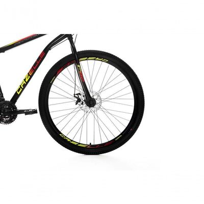 Bicicleta Cazelle Roma A.29 Disco 21V Preto com Vermelho-amarelo
