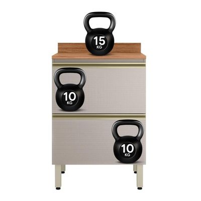 Balcão De Cozinha Proença 60cm 1 Porta E 1 Gaveta Nogueira Touch-nude Com Tampo Mdf - Demartêz