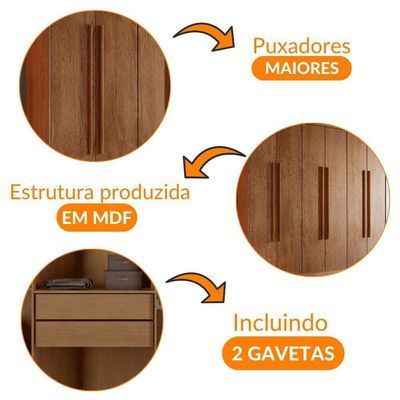 Guarda Roupa Casal Heros 6 Portas E 2 Gavetas Moderna Imbuia