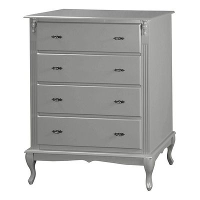 Cômoda Luiz Xv 4 Gavetas 1030 Laca Cinza