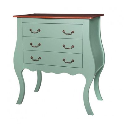 Cômoda Bombê Alta Antique 3 Gavetas 1023 Laca Verde Musgo