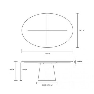 Mesa De Jantar Cone Oval 120x80 Cm Base Laminada Em Madeira
