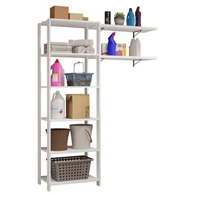 Estante Armário Multiuso E Prateleiras Para Lavanderia 139cm Madesa Branco