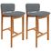 Kit 02 Banquetas Alta Para Cozinha Sala de Jantar Bar Dara L02 Suede Cinza - Lyam Decor