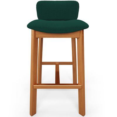 Kit 02 Banquetas Alta Para Cozinha Sala de Jantar Bar Dara L02 Bouclê Verde Musgo - Lyam Decor