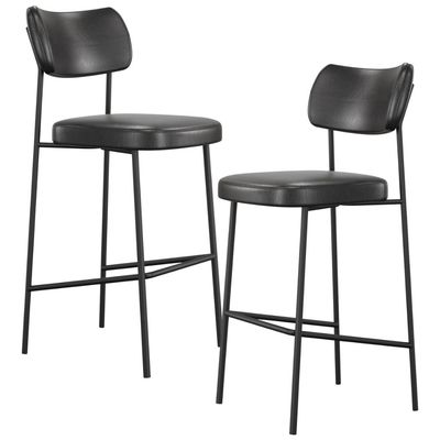 Kit 02 Banquetas Alta Bar Cozinha Sala De Jantar Preto Melina L02 Couríssimo Preto - Lyam Decor