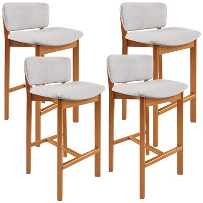 Kit 04 Banquetas Alta Para Cozinha Sala de Jantar Bar Dara L02 Linho Cinza - Lyam Decor