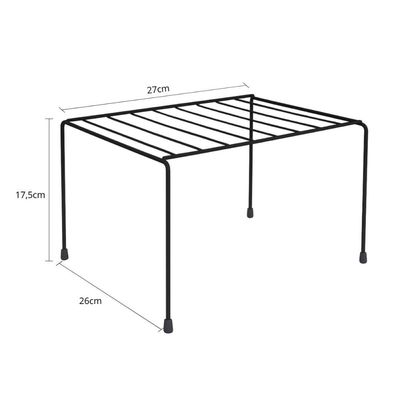 Kit 6 Prateleiras Aramadas Multiuso Organizadores de Armário Cozinha 27cm Preto Pequeno Utimil