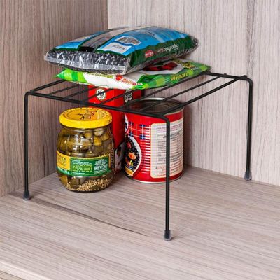 Kit 6 Prateleiras Aramadas Multiuso Organizadores de Armário Cozinha 27cm Preto Pequeno Utimil