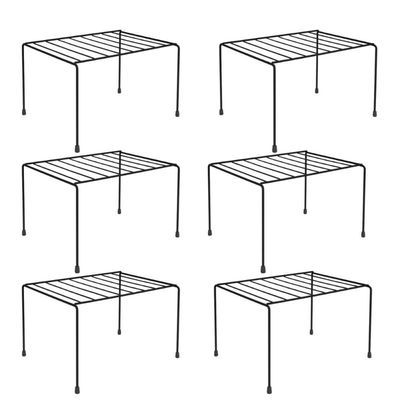 Kit 6 Prateleiras Aramadas Multiuso Organizadores de Armário Cozinha 27cm Preto Pequeno Utimil