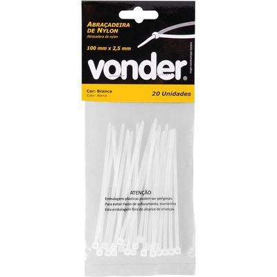 Abraçadeira Nylon 100X2,5 Branca Cj C/20 Vonder
