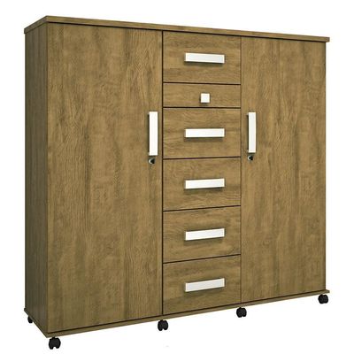 Cômoda Roma - 2 Portas 6 Gavetas Mdp Amêndoa - Lukaliam Móveis