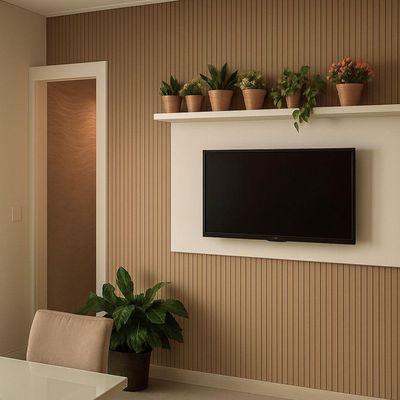 Painel Ripado Laminado De Eva Autocolante Flexível Rolo 10mt Carvalho