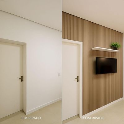 Painel Ripado Laminado De Eva Autocolante Flexível Rolo 10mt Carvalho
