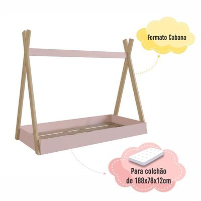 Cama Infantil Cabana Montessoriana De Solteiro Para Menino Menina Rosa