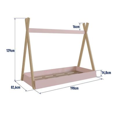 Cama Infantil Cabana Montessoriana De Solteiro Para Menino Menina Rosa