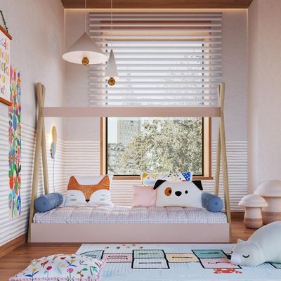Cama Infantil Cabana Montessoriana De Solteiro Para Menino Menina Rosa