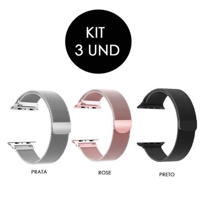 Kit 3 Pulseira Magnetica Relogio Smartwatch Ima Smartband