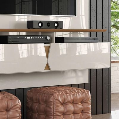Painel Intense Para Até 55'' Off White - Damasco Off White - Damasco