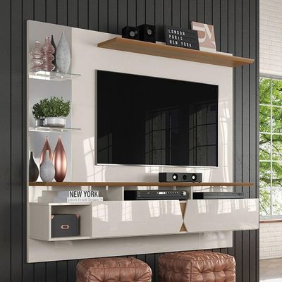 Painel Intense Para Até 55'' Off White - Damasco Off White - Damasco