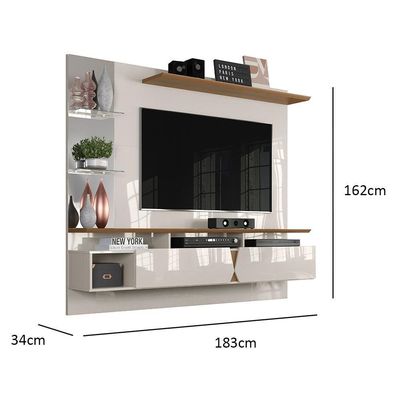 Painel Intense Para Até 55'' Off White - Damasco Off White - Damasco