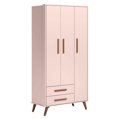 Berço Americano 3820 E Guarda Roupa Roupa 3830 Q Encanto Retrô Rosa Com Colchão Tend Tudo - Qmovi
