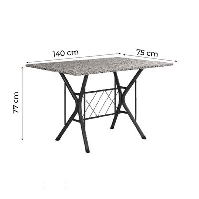 Conj De Mesa Com 6 Cadeiras 1,40m Granito/Dark Dark
