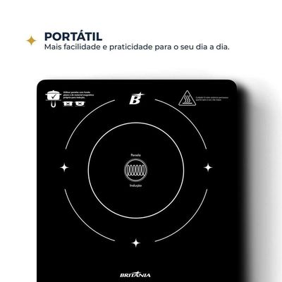 Cooktop de Indução Britânia Portátil Painel Touch BCTE10A 110V
