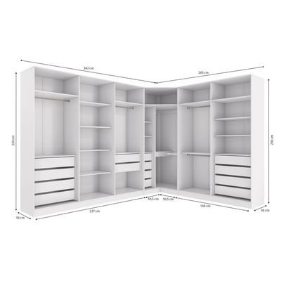 Conjunto Closet Kappesberg Adapt Branco 5 Peças 342cmx263cm