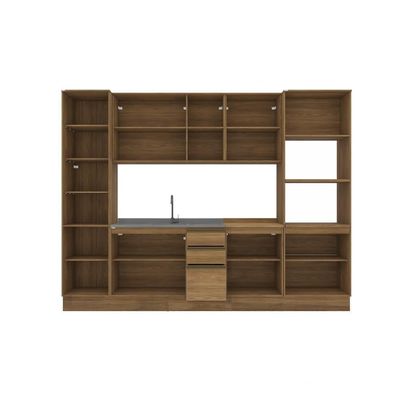 Cozinha Modulada Celeste Kappesberg 100% Mdf Nogueira 300cm