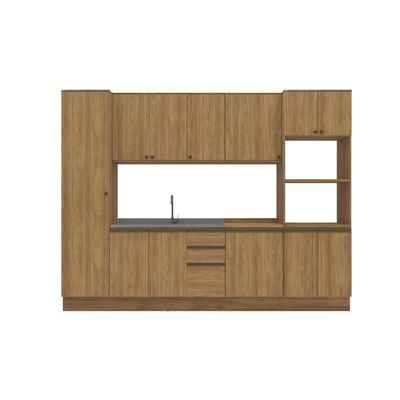 Cozinha Modulada Celeste Kappesberg 100% Mdf Nogueira 300cm