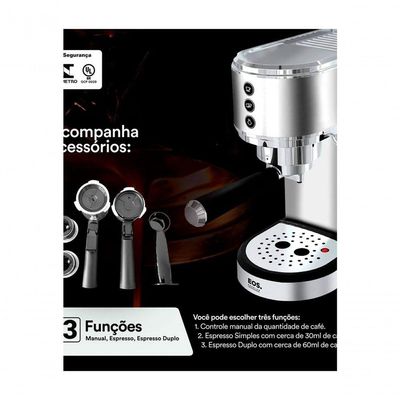 Cafeteira Espresso EOS ECF01EC Italiana 3 Em 1 19 Bar Inox 110V