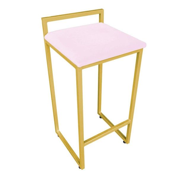 Banqueta Pietra Suede Rosa Bebê Banqueta Pietra Suede Rosa Bebê