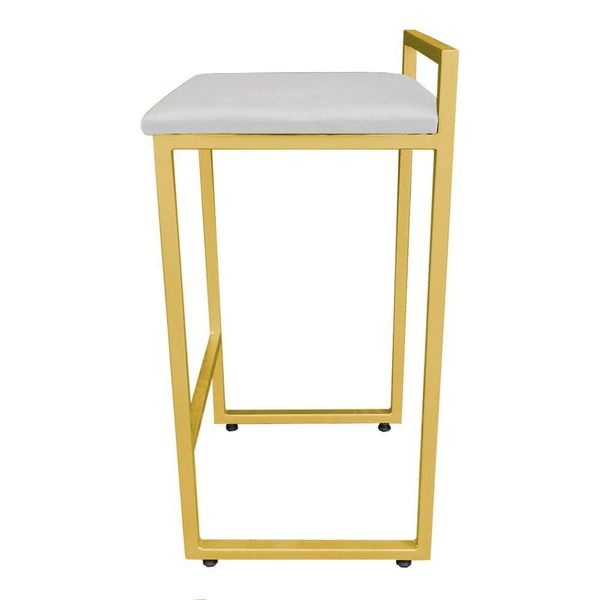 Banqueta Pietra Suede Base Dourado Cinza Banqueta Pietra Suede Base Dourado Cinza