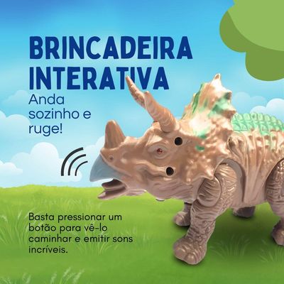Brinquedo Dinossauro Triceratops Com Som E Luz Com Movimento 23cm