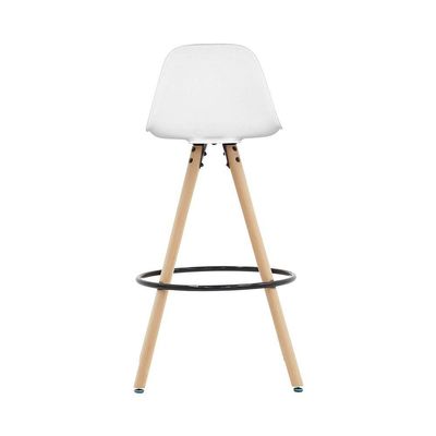 Banqueta Saarinen Alta Branca 94cm Assento Estofado Com Base De Madeira