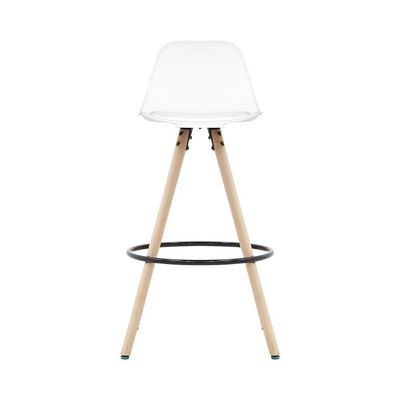 Banqueta Saarinen Alta Branca 94cm Assento Estofado Com Base De Madeira