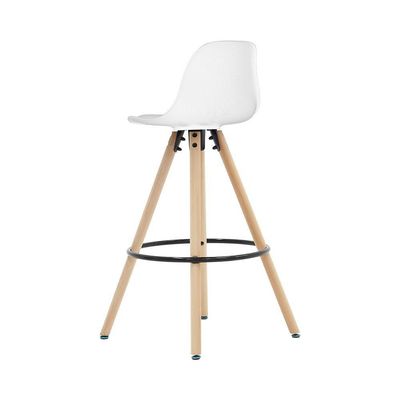 Banqueta Saarinen Alta Branca 94cm Assento Estofado Com Base De Madeira