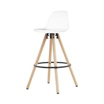 Banqueta Saarinen Alta Branca 94cm Assento Estofado Com Base De Madeira
