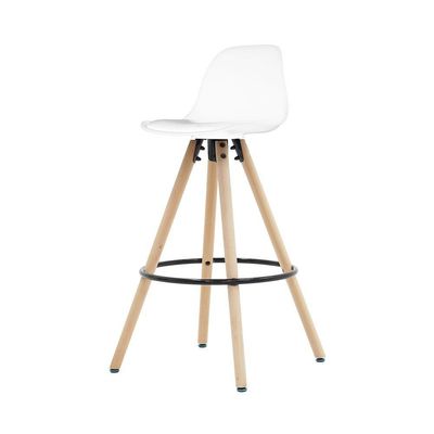 Banqueta Saarinen Alta Branca 94cm Assento Estofado Com Base De Madeira