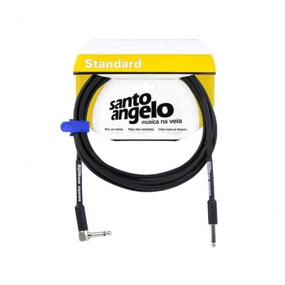 Cabo De Guitarra Angel 0,30mm Conector P10-p10 90º 10ft 3,05 Metros Preto