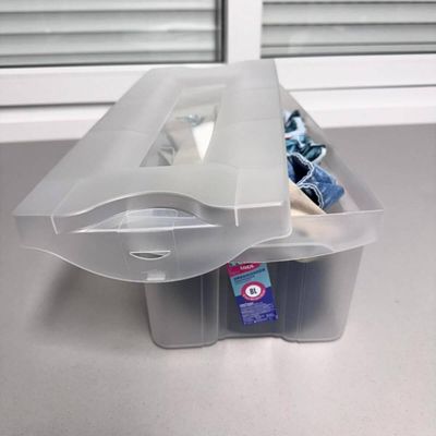 Caixa Organizadora Plástica Estreita 8L com Tampa Ordene Transparente Multiuso Radical