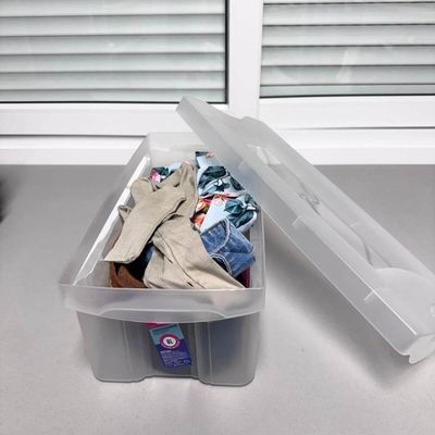 Caixa Organizadora Plástica Estreita 8L com Tampa Ordene Transparente Multiuso Radical